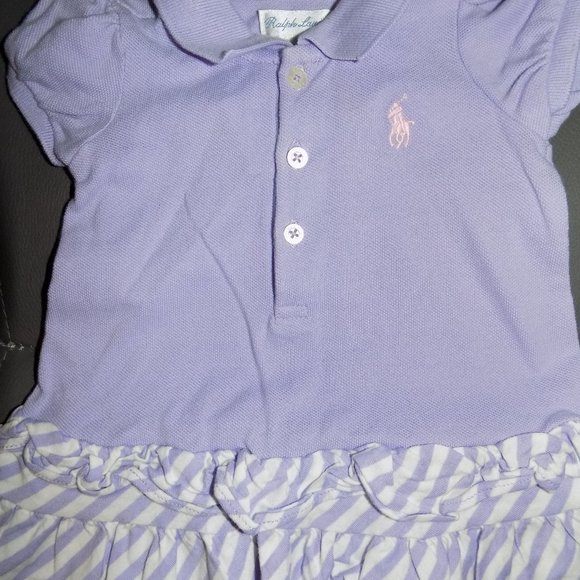 Ralph Lauren Purple/White Striped Dress Size 3 Mon - Picture 2 of 3